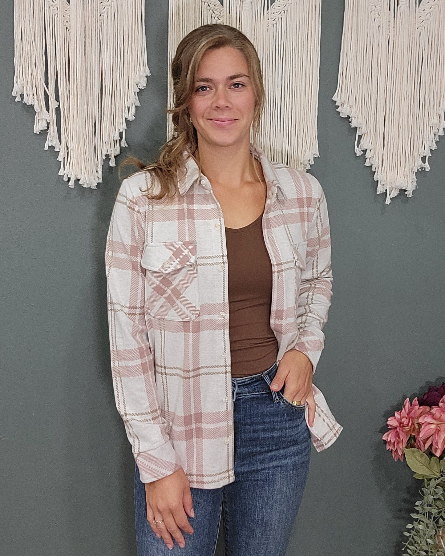 Thread and Supply Cassian Shirt -  Mauve Tan Plaid