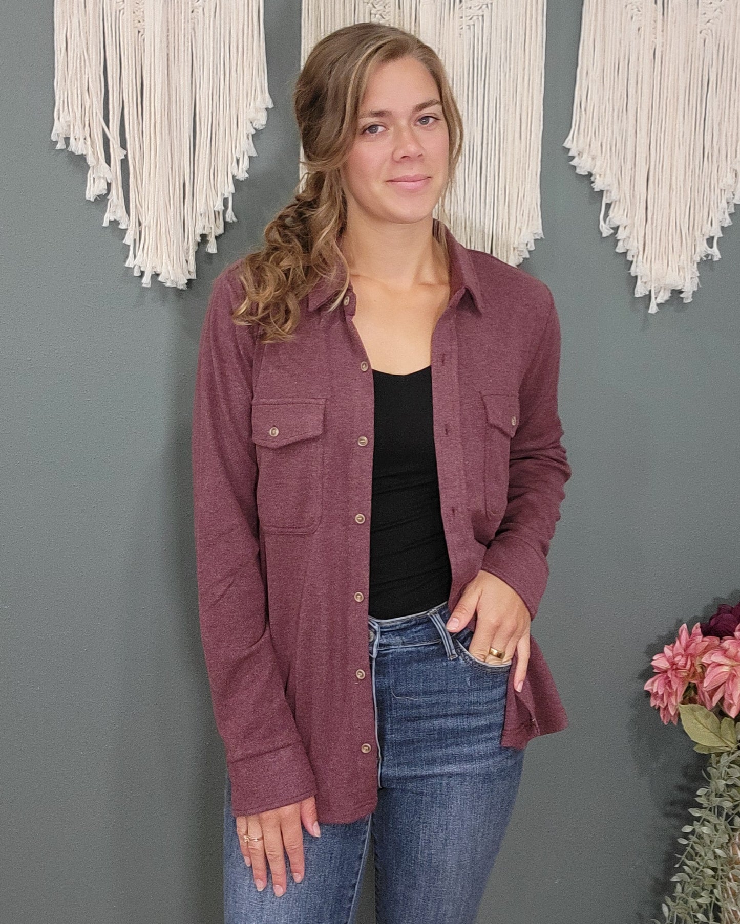 Thread and Supply Cassian Shirt - Wine Heather