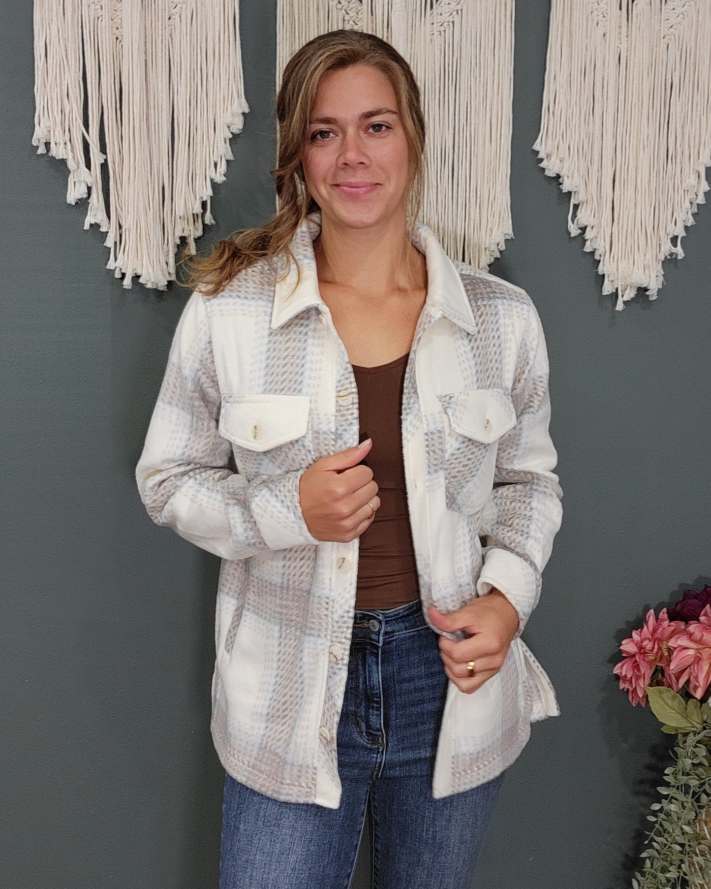 Thread and Supply Santa Fe Jacket - Ivory Brown Plaid