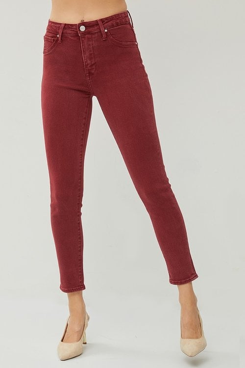 Risen Wine High Rise Skinny Jeans