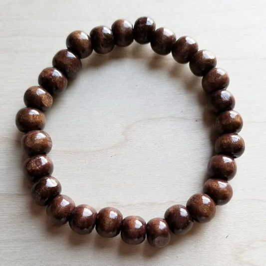 Wood Beaded Stretch Bracelet
