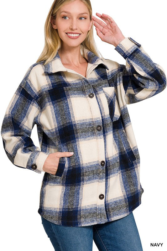 Oversized Plaid Longline Shacket