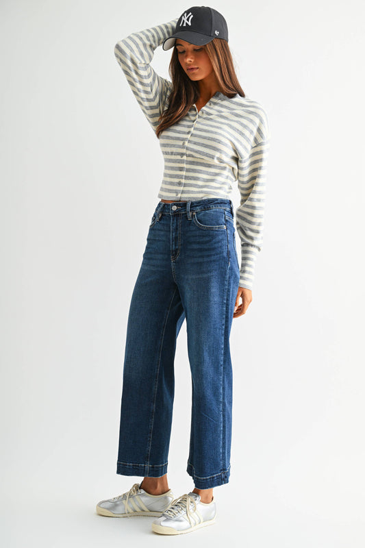 Mica High Rise Wide Crop Trouser Hem Jean