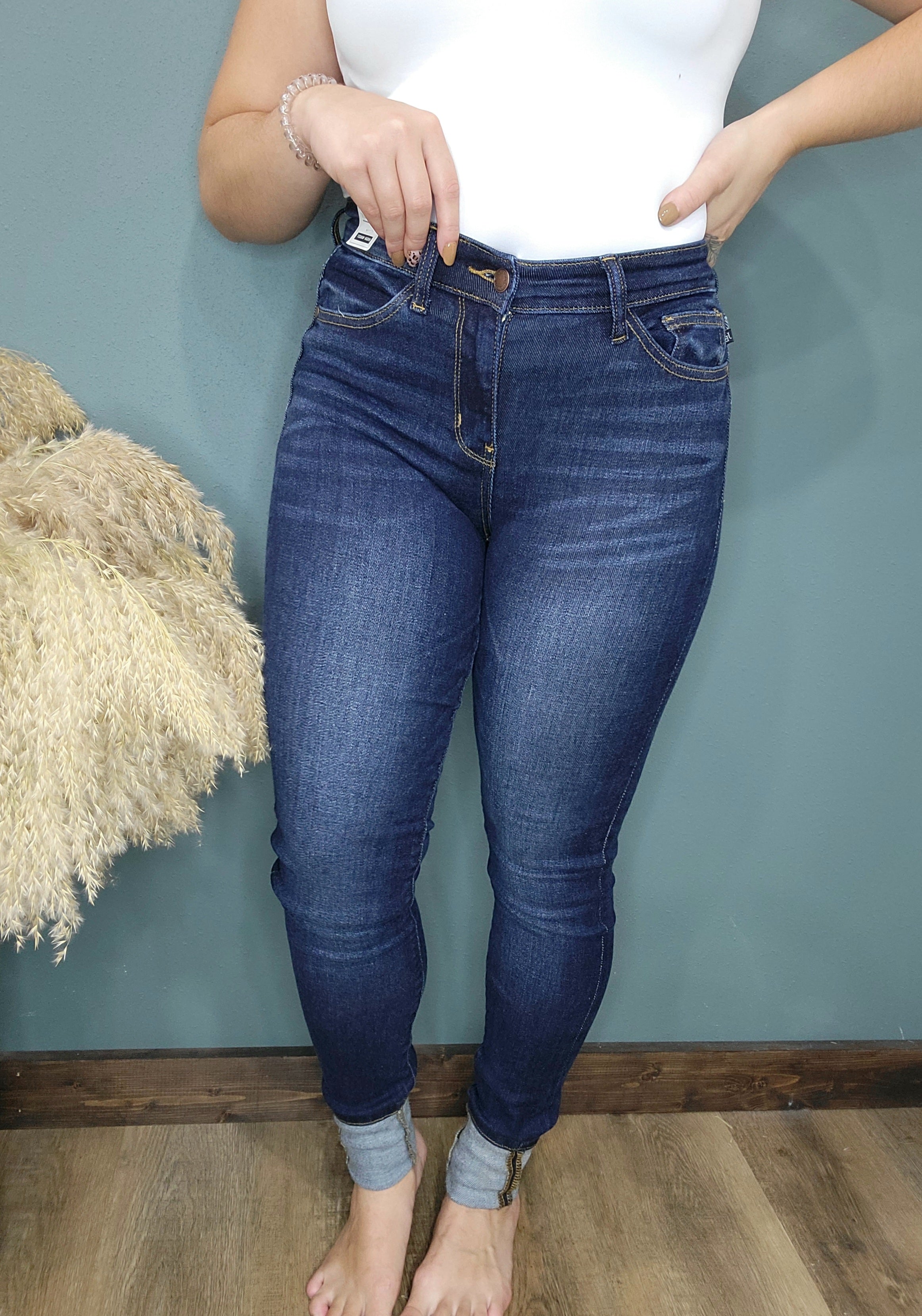 Judy Blue Sassy High Rise Dark Wash Long Inseam Skinny Jeans