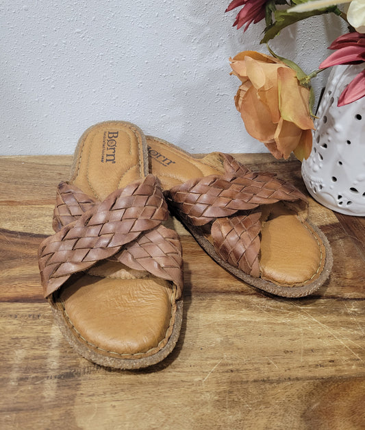 Born Brown Rue Braided Sandals