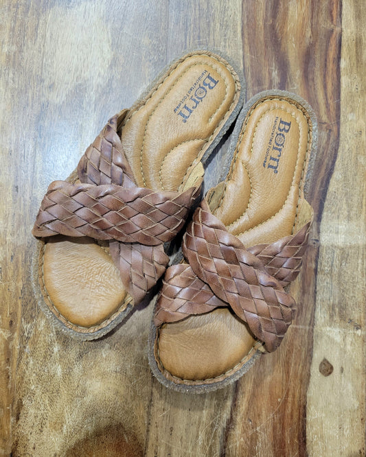 Born Brown Rue Braided Sandals