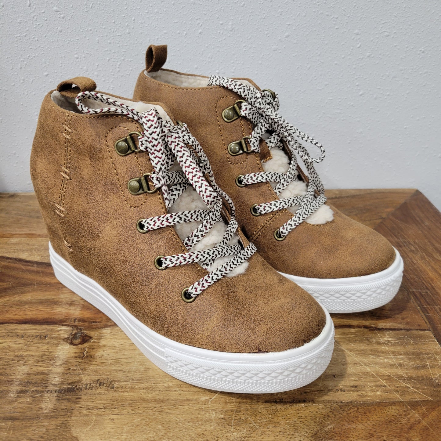 Not Rated Tan Tiburon Wedge Boots