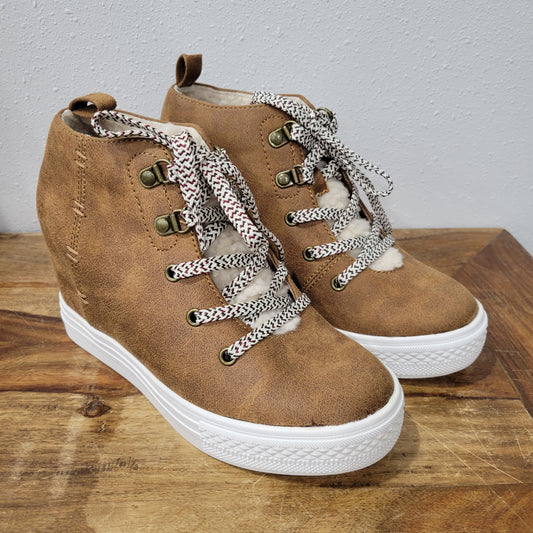 Not Rated Tan Tiburon Wedge Boots