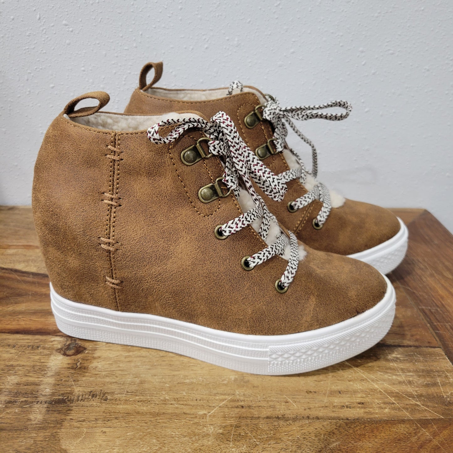 Not Rated Tan Tiburon Wedge Boots