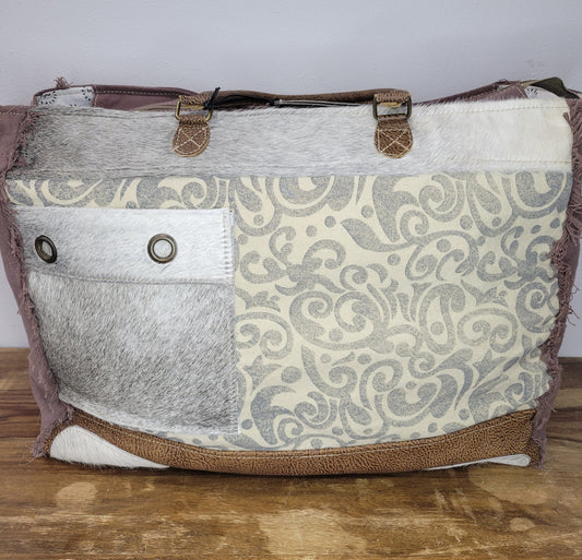 Myra Hide And Floral Print Weekender Bag