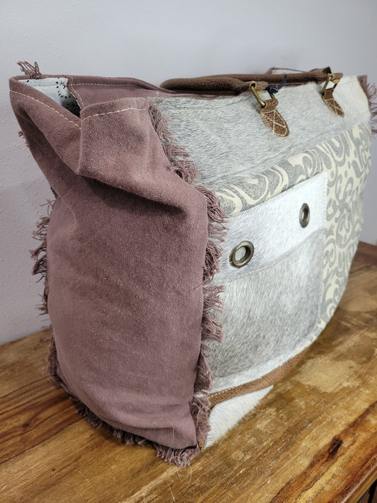 Myra Hide And Floral Print Weekender Bag