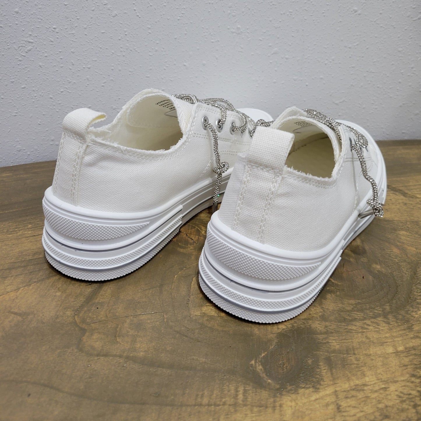 Very G White Aman Rhinestone Sneakers