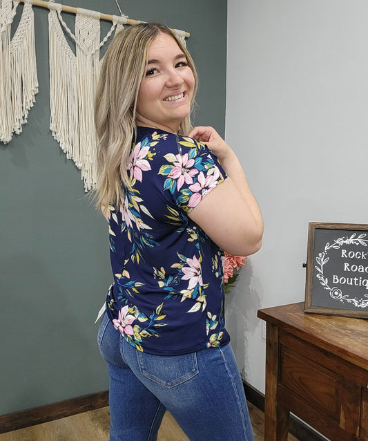 Staccato Navy Floral Top