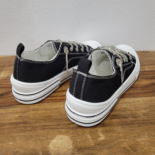 Very G Black Rhinestone Aman Slip-on Sneakers