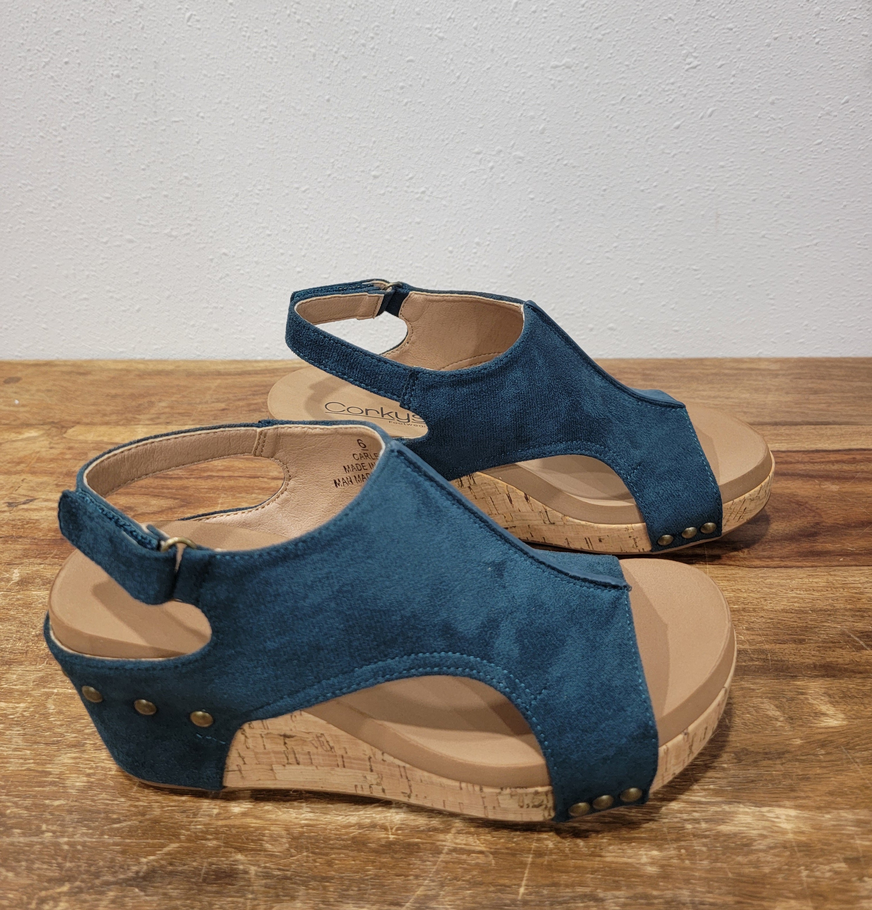 Corkys Just Precious Slip-On Wedge In Tobacco Faux Suede