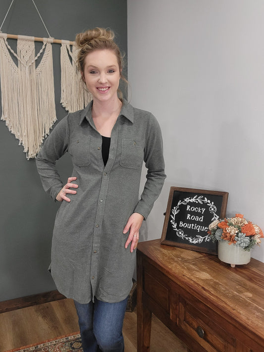 Thread & Supply Leslie Button Up Dress/ Heather Foliage