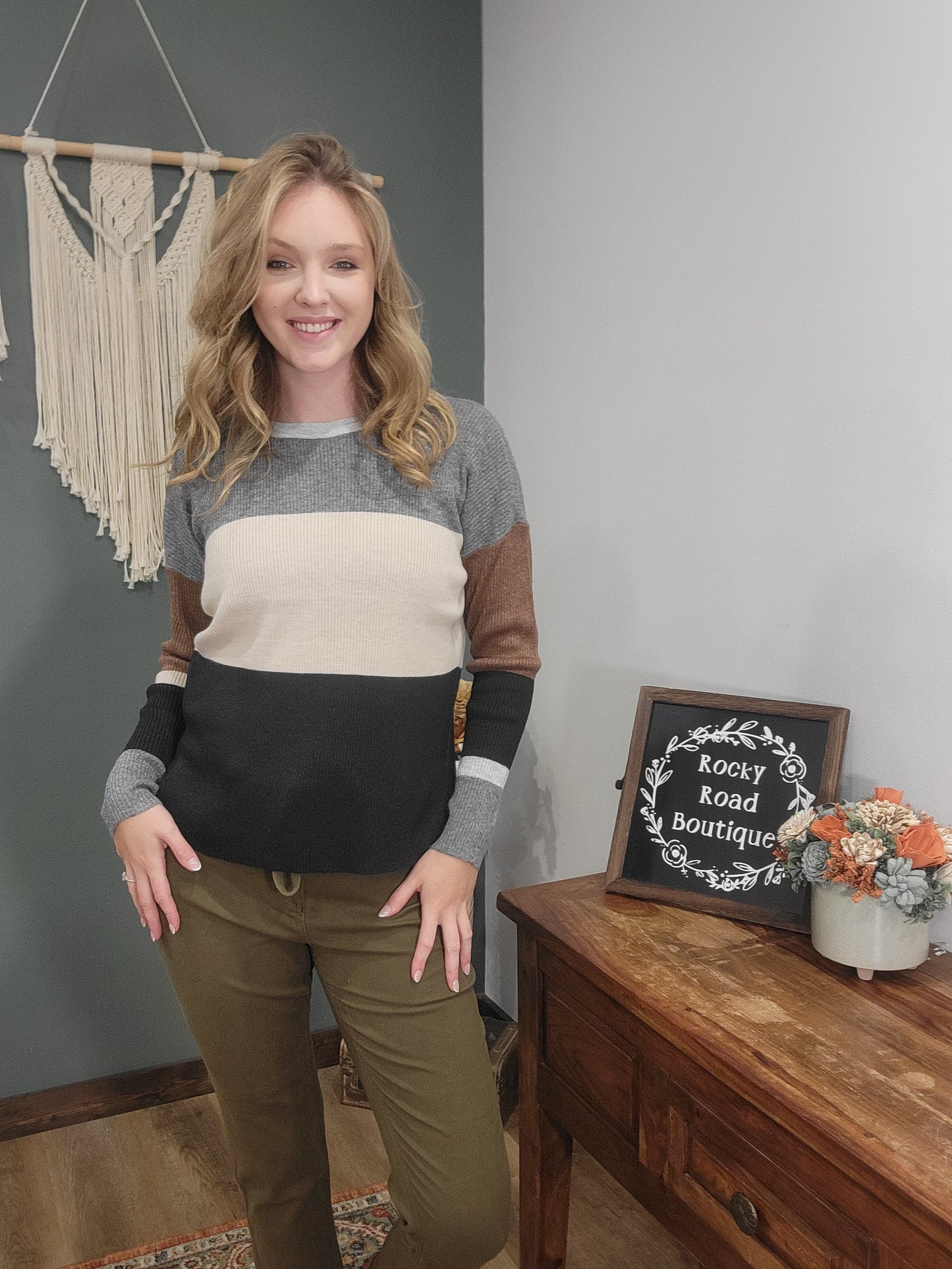 Staccato Multi Stripped Sweater / Charcoal