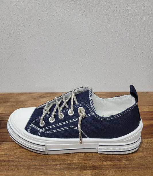 Very G Navy Rhinestone Aman 2 Slip-on Sneakers