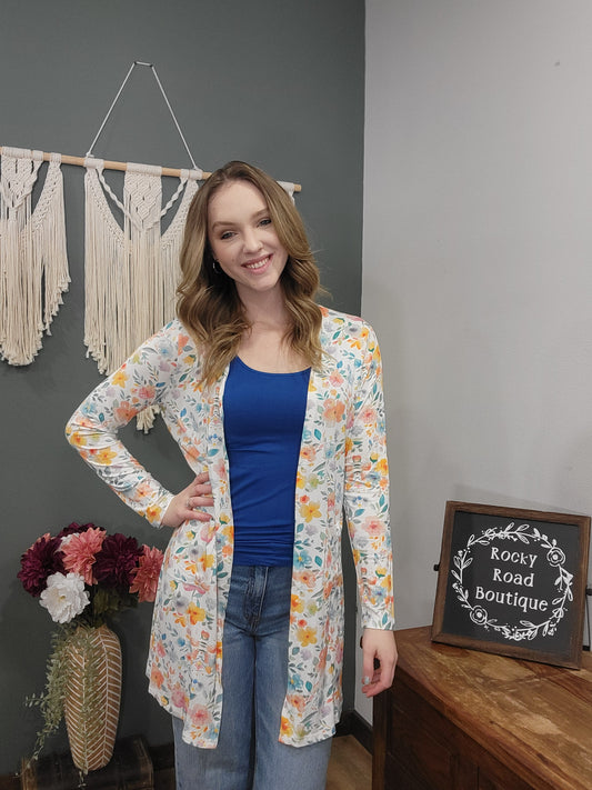 Michelle Mae Floral Fitted Cardigan