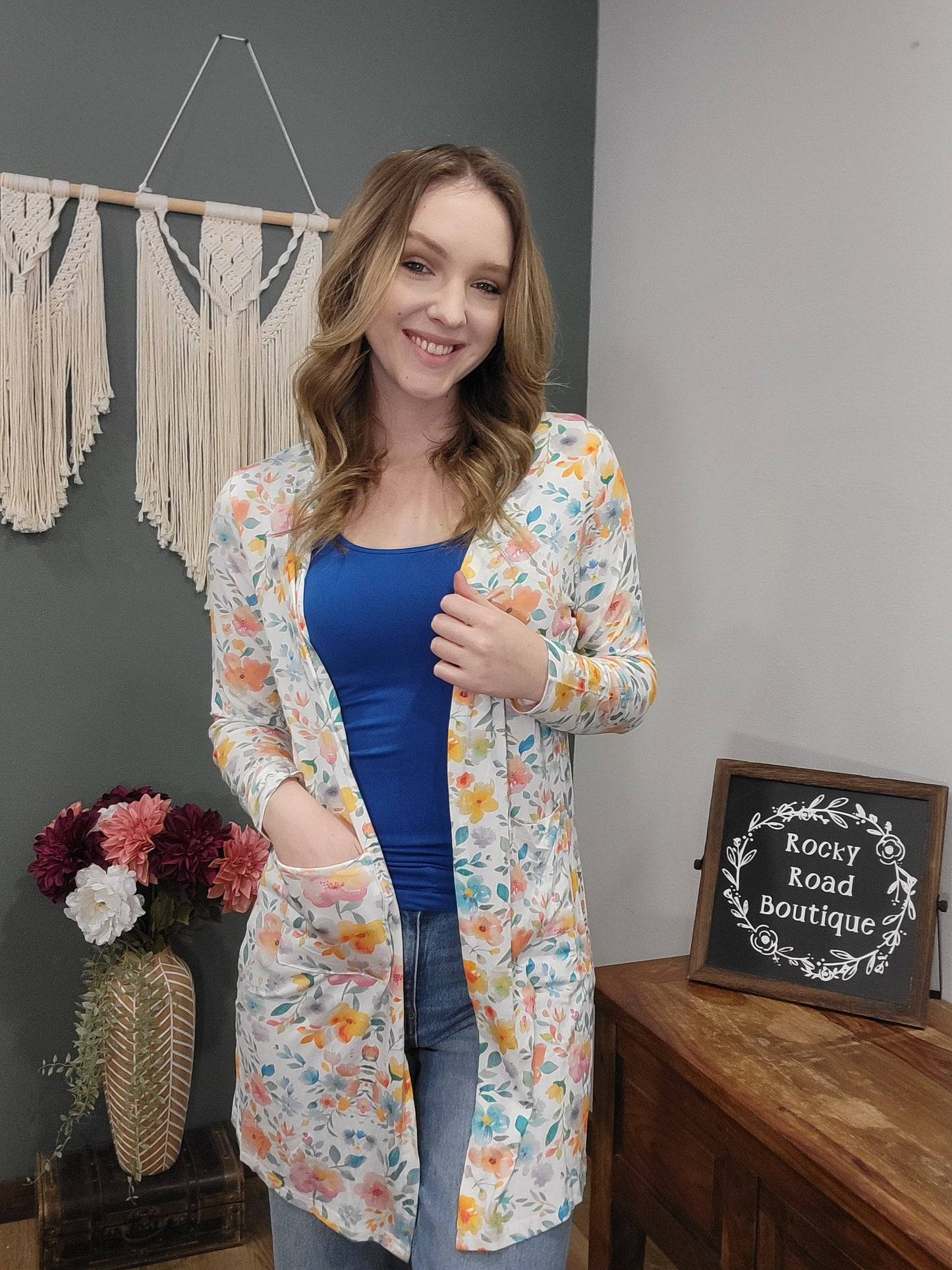Michelle Mae Floral Fitted Cardigan