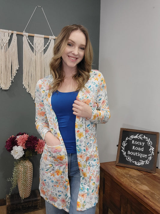 Michelle Mae Floral Fitted Cardigan
