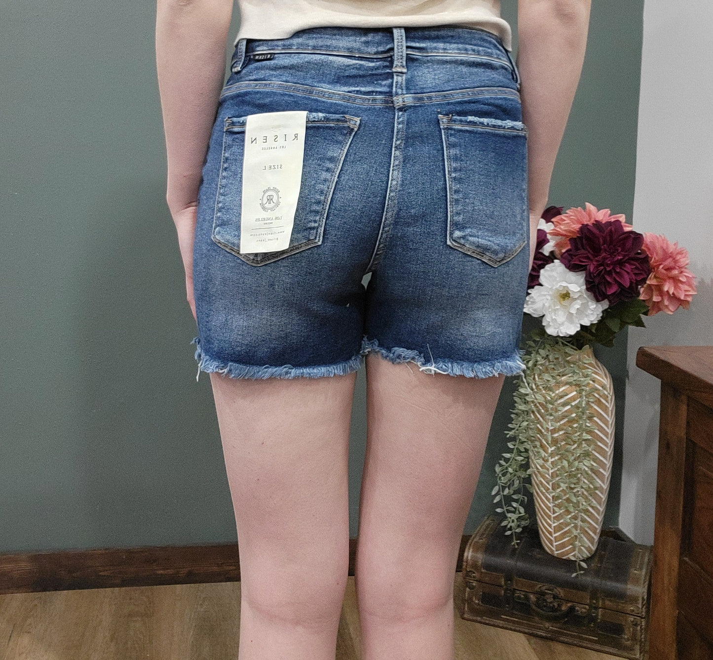 Risen Distressed Dark Wash Jean Short