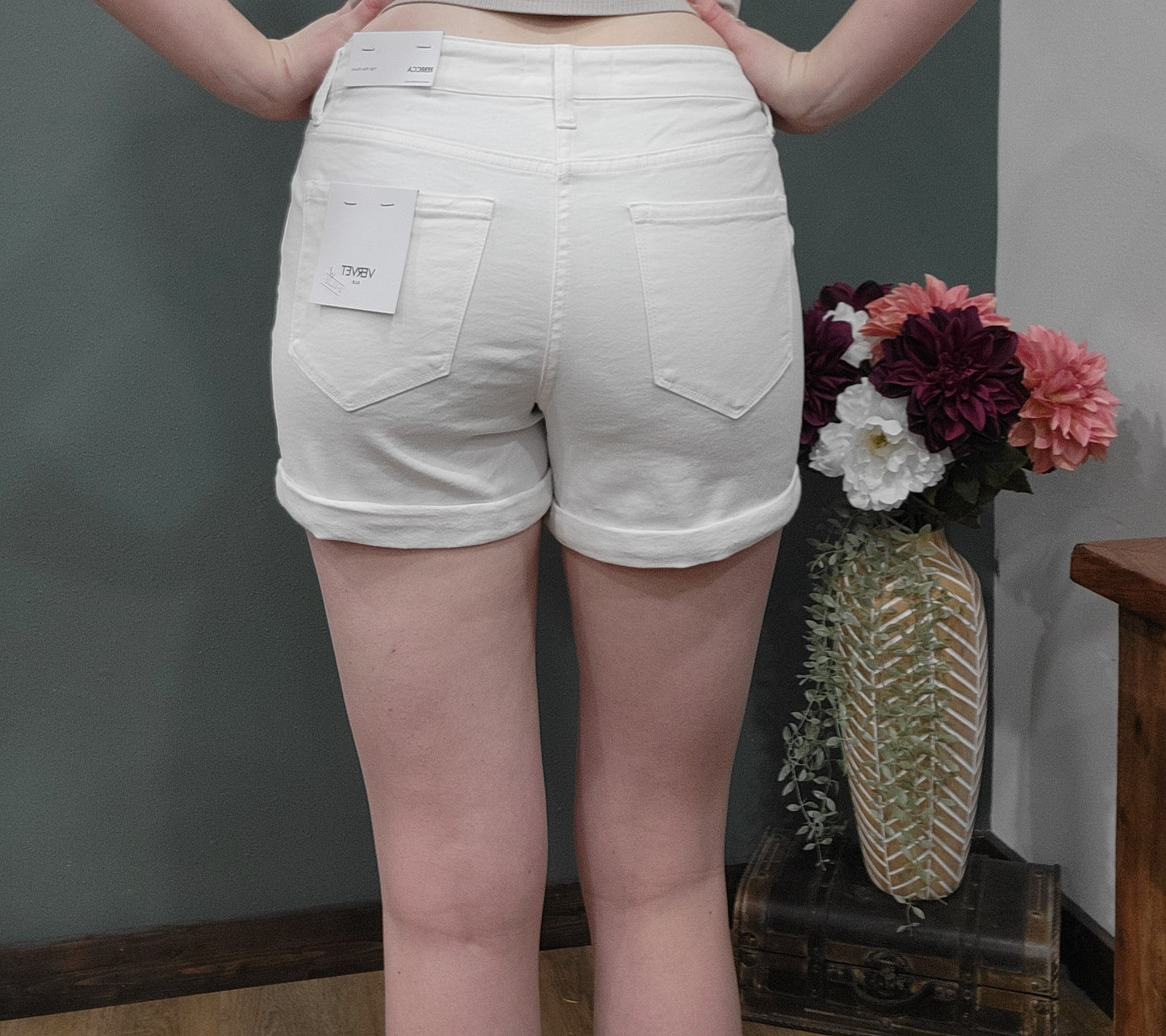 Vervet White High Rise Jean Short