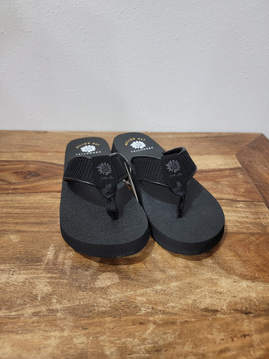 YellowBox Textured Strap Sandal in Nella Black