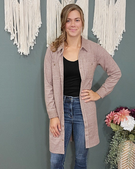 Thread and Supply Leslie Button Up Dress - Clove Heather