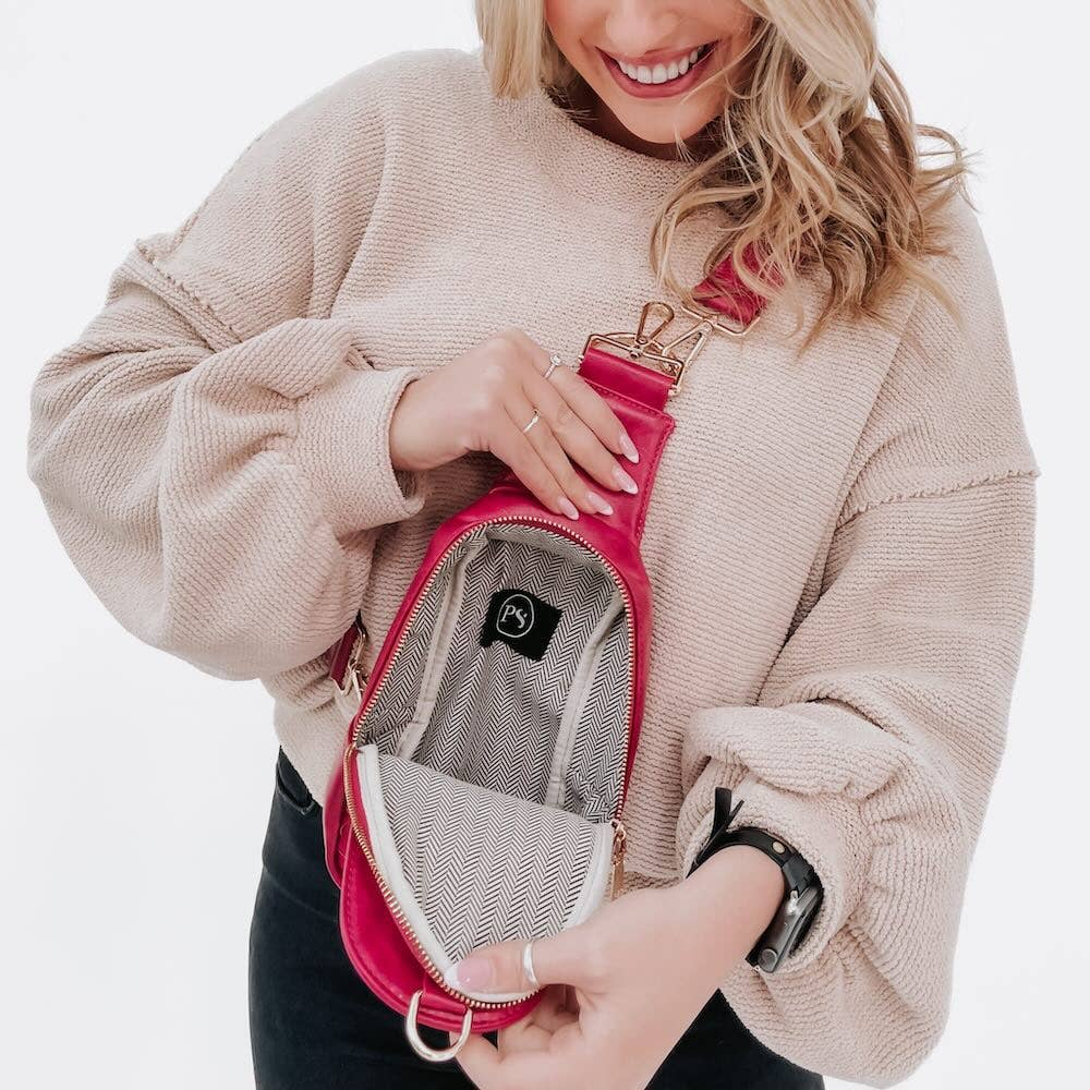 Waverly Woven Sling Bag: Fuchsia