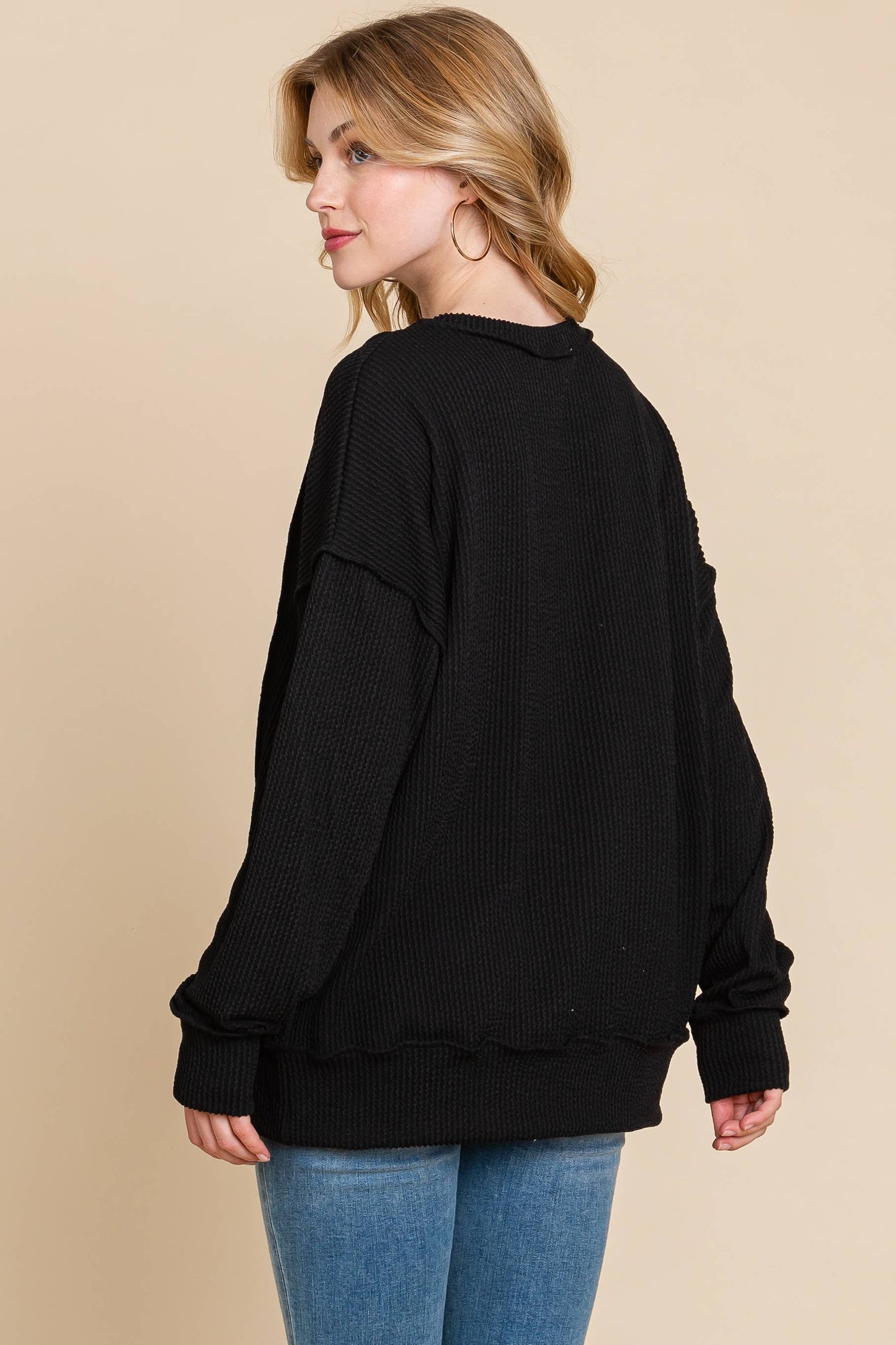 Hot Pink Ribbed Quarter Zip Hoodie