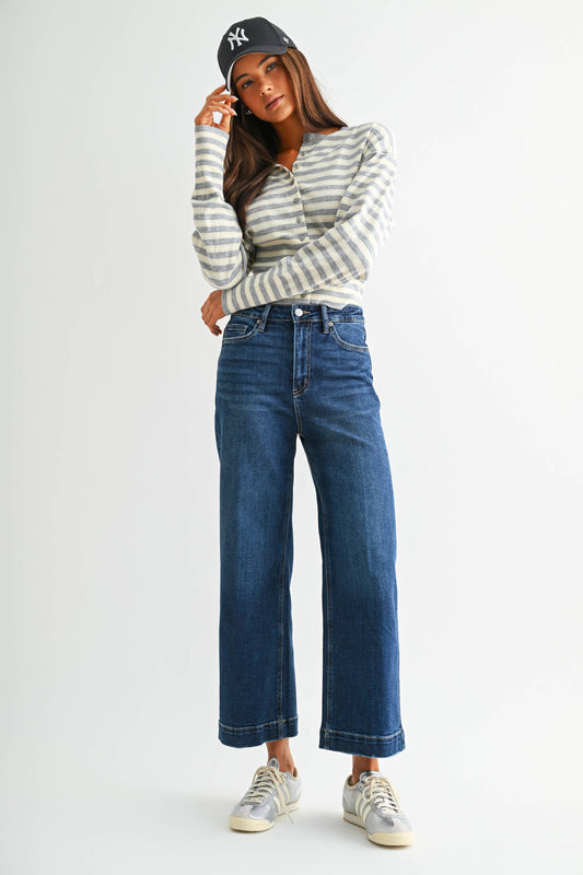 Mica High Rise Wide Crop Trouser Hem Jean