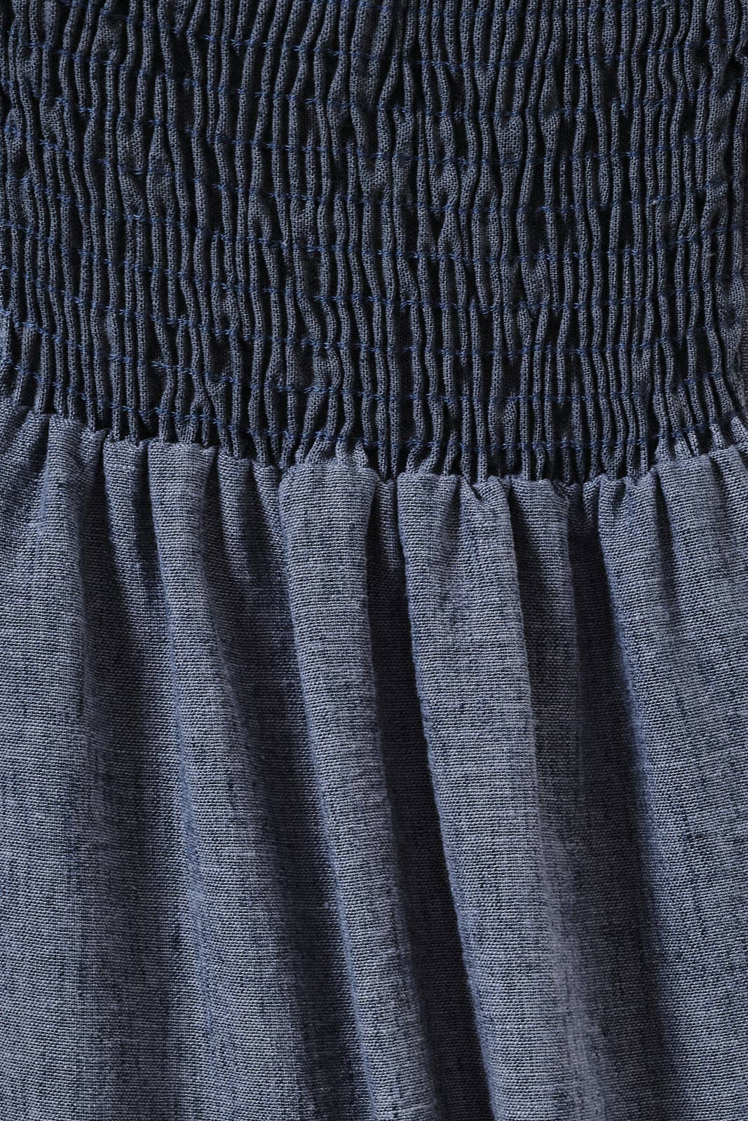 Sweet Heart Neck Spagetti Strap Linen Look Midi Dress: Navy