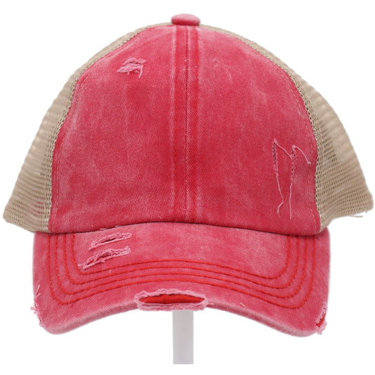 Washed Denim Criss Cross High Pony C.C Ballcap *Multiple Colors*