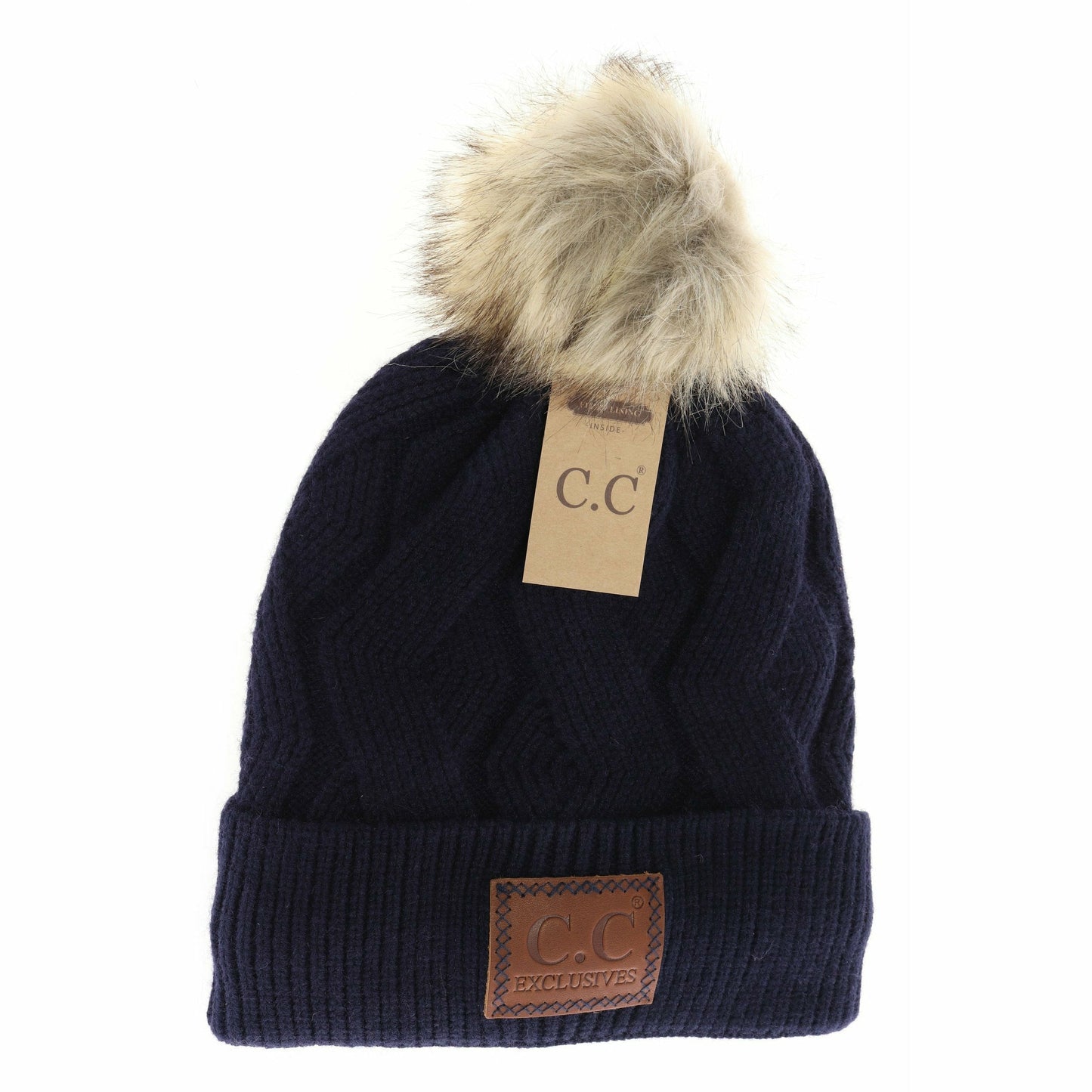 C.C Adult Geometric Knit Beanie *Multiple Colors*