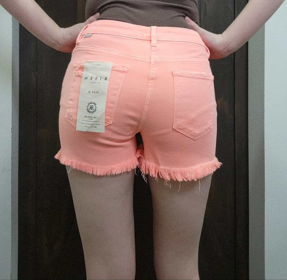 Risen Distressed Shorts in Barbie