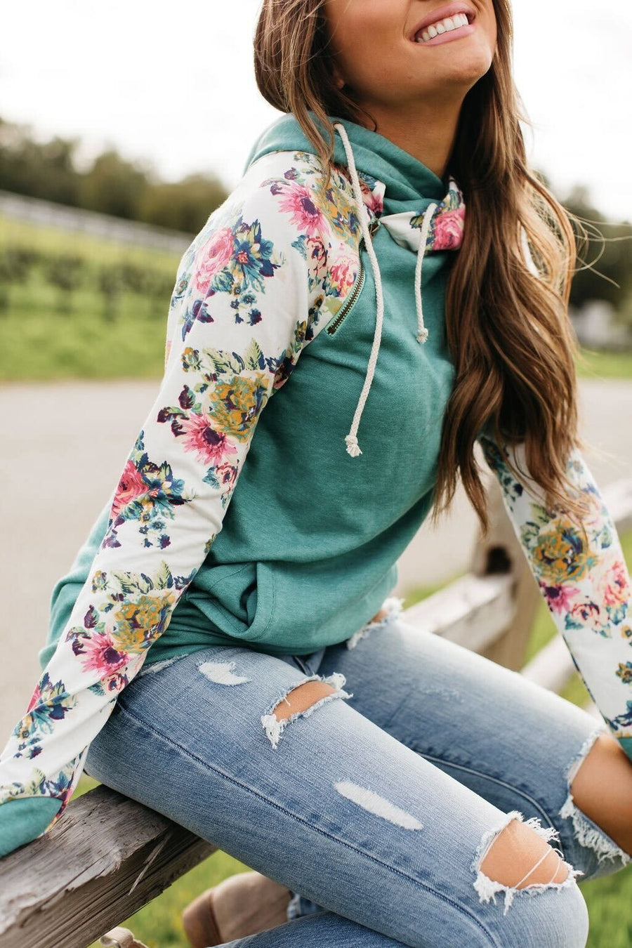 Ampersand Ave Once & Floral DoubleHood Sweatshirt