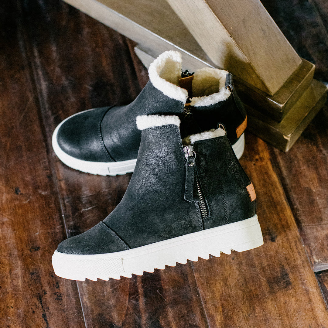 Yellow Box Black Mayse Wedge Sneaker Boots