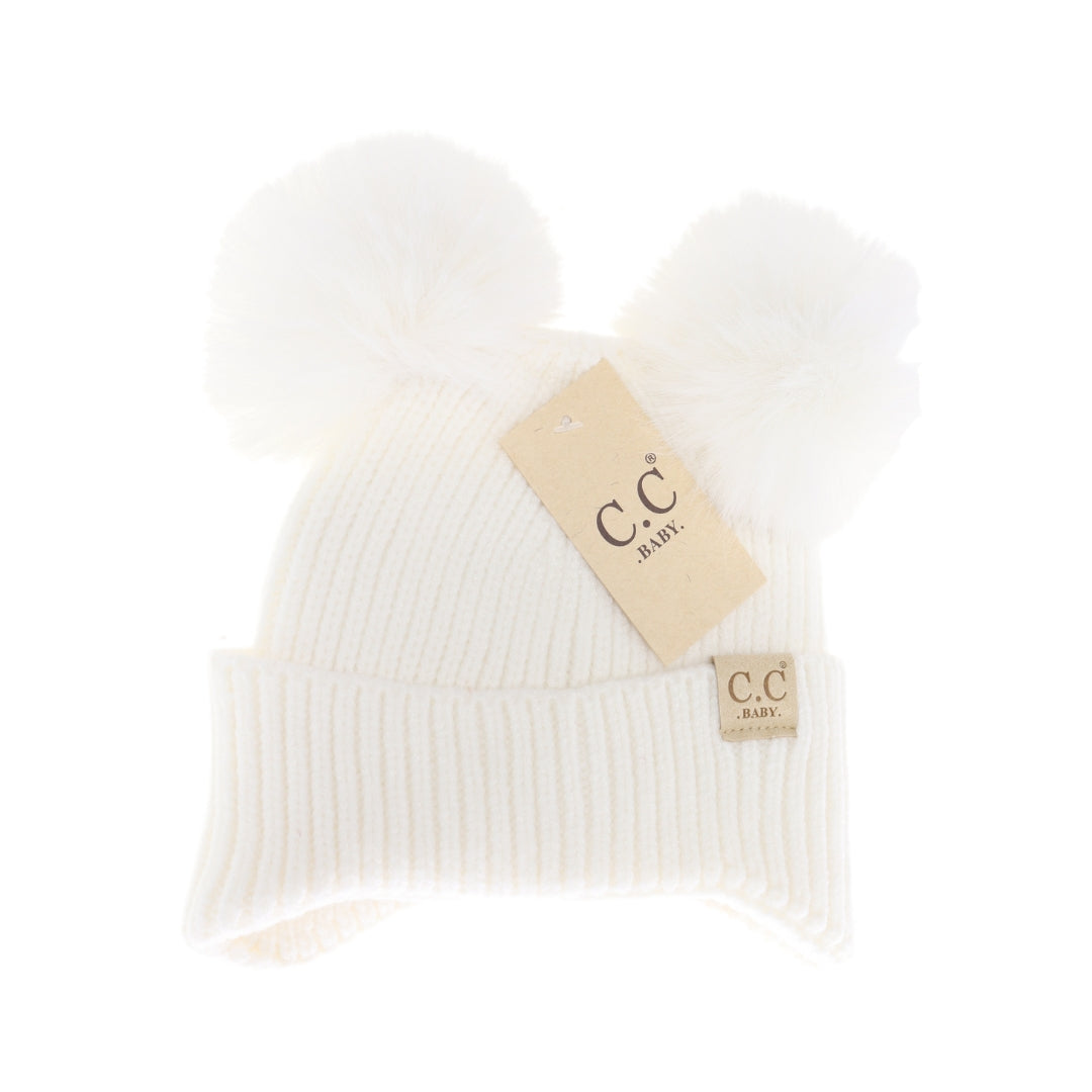 Baby C.C Ear Flap Double Pom Beanie