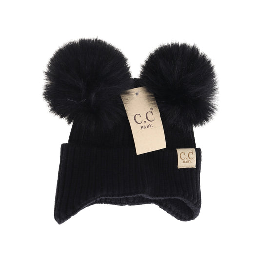 Baby C.C Ear Flap Double Pom Beanie