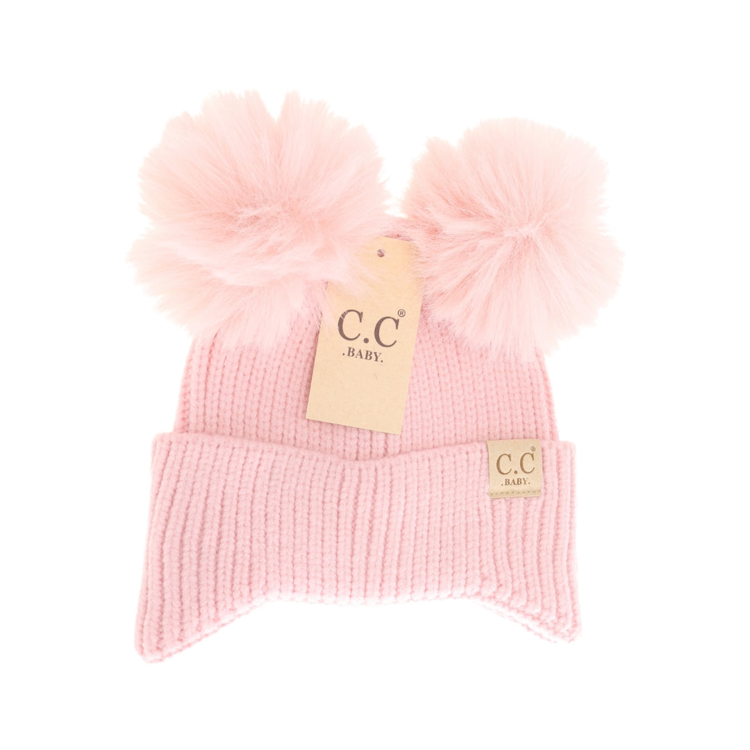 Baby C.C Ear Flap Double Pom Beanie