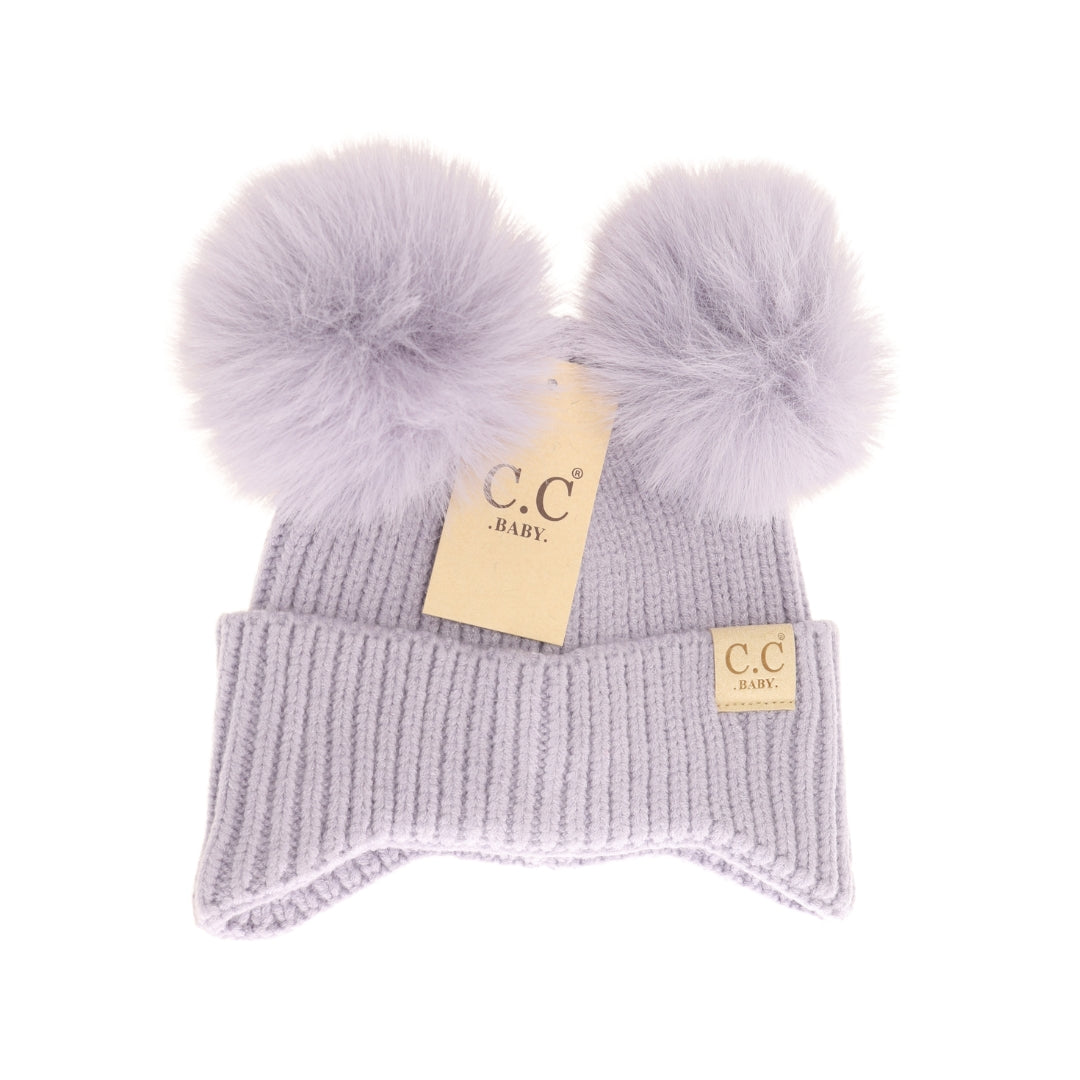 Baby C.C Ear Flap Double Pom Beanie
