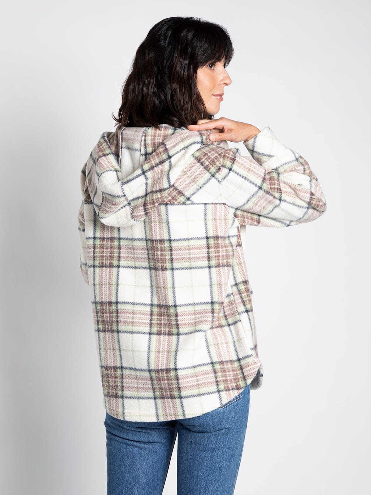Thread & Supply Navy/Mauve/Green Plaid Almira Shacket