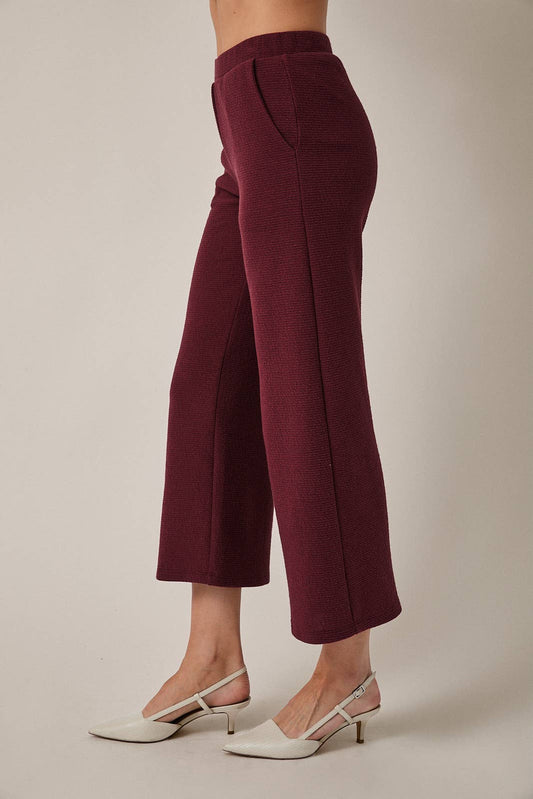 Gilli Waist Band Wide Leg Pants: Burgundy