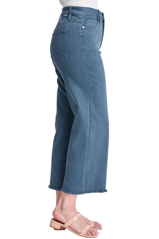 Chloe High Rise Cropped Wide Leg Jeans: Blue Slate