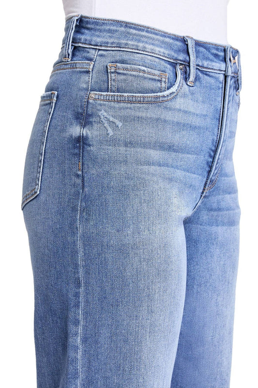 Hailey High Rise Cuff Wide Leg Jeans: Medium Wash