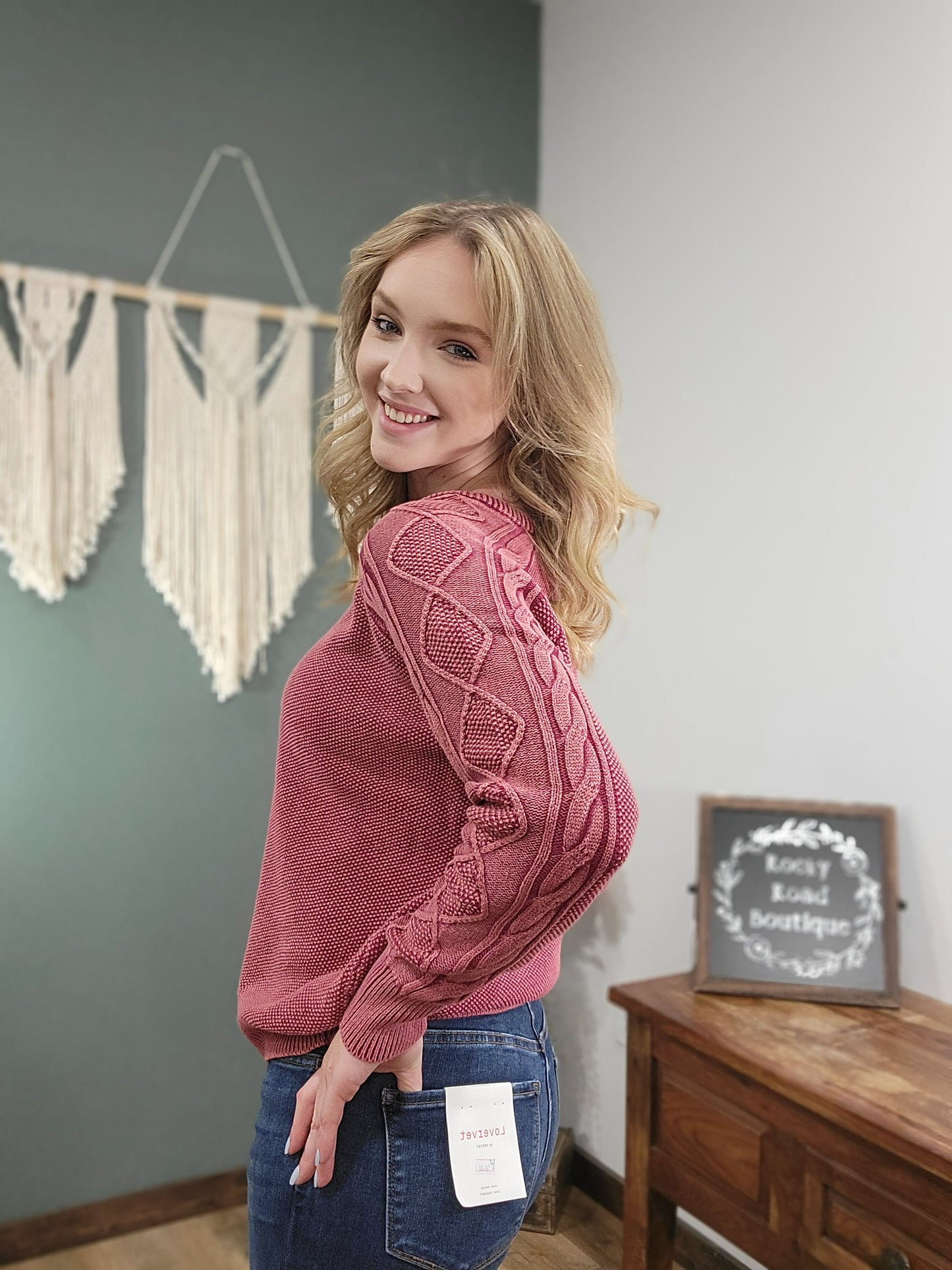 Zenana Burgandy Knit Sweater