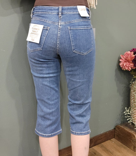 Royalty Tummy Control Medium Wash Capri Jean