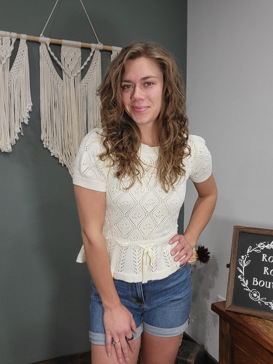 Listicle Knit Peplum Top