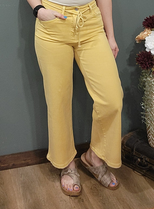 Vervet Crop Wide Leg Marigold Yellow Denim Jeans